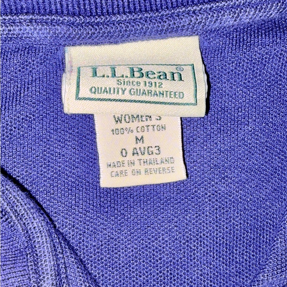 L.L. Bean Women's Cotton Knit in Navy Blue with white stripe on collar